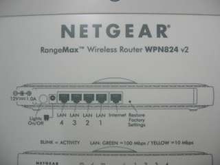 NetGear WPN824 v2 RangeMax Wireless Router Gateway  