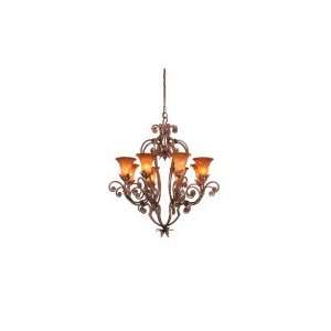   Light Single Tier Chandelier in Tuscan Sun with Large Piastra glass