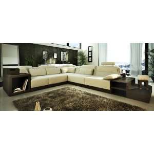   Italian Design Beige Bonded Leather Sectional Sofa