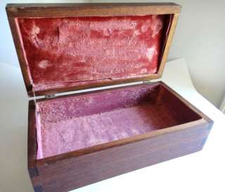 antique SHAKER WOOD BOX velvet lined BRASS HINGED★  