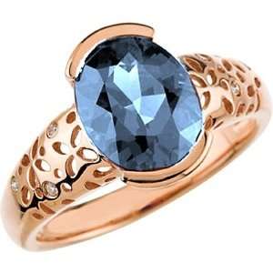  14K Rose Gold London Blue Topaz and Diamond Ring Jewelry