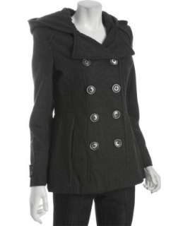 Miss Sixty charcoal wool double breasted hooded peacoat   up 