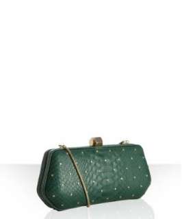 Rebecca Minkoff green quilted leather Fling convertible clutch 