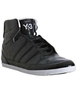 Yohji Yamamoto black perforated leather Honja hi top sneakers 