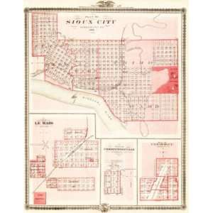  SIOUX CITY/LE MARS/ETC. IOWA (IA) MAP 1875