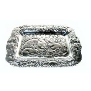  Rabbit Themed Pewter Serving Tray 