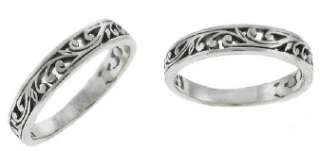Ornate Scroll Sterling Silver Thumb Stacking Ring Sizes 5   10  