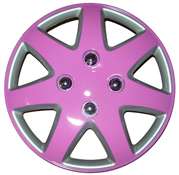 Car exterior pink & silver wheel trims / hub caps