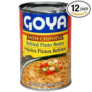 Goya Refried Beans Chipolte, 16 Ounce Cans (Pack of 12)  