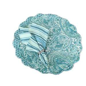  Oceana Paisley 17 Round Quilted Placemat & Napkin Set 