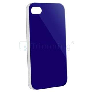 Dark Blue w/ Clear Side Hard Case+PRIVACY Filter Protector for iPhone 