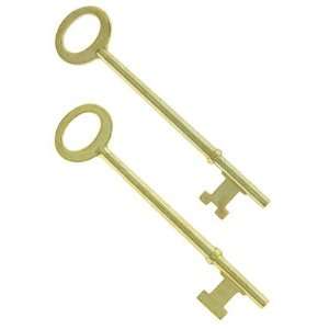  Old Fashioned Keys. Pair of Brass Plated Skeleton Door 