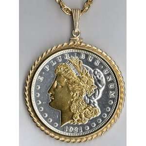   Toned Gold & Silver Old U.S. Silver dollar Necklace Jewelry