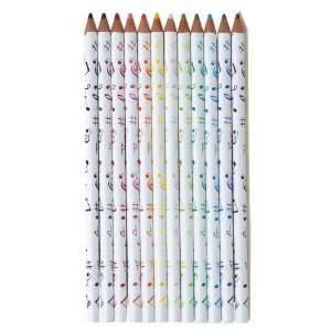  12 Color Pencil Set w/ Musical Notes Tube Case Office 