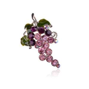   Amethyst Rose Pink Rhinestone Crystal Grape Fruit Bunch Pin Brooch