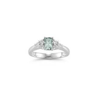   60 Cts Diamond & 1.24 Cts Green Amethyst Ring in Platinum 5.0 Jewelry