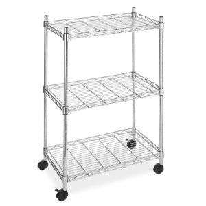 Wire Metal 3Tier Shelving Warehouse Steel Rolling Printer Office Cart 