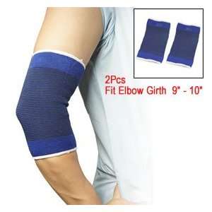  2 Pcs Black Blue Striped Elastic Elbow Support Protector 