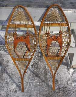 VINTAGE OLD HURON Snowshoes 42x14 Snow Shoes ANTIQUE  