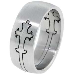    Gothic Cross Stainless Steel Puzzle Ring   Size 13 Jewelry