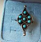 Vintage Sterling Petit Point Turquoise Southwest RIng