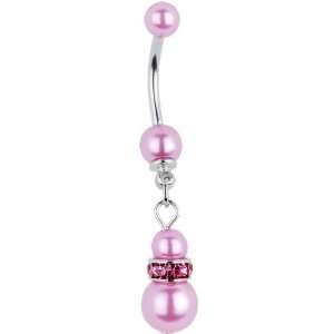  Pink Faux Pearl Tiffany Belly Ring Jewelry