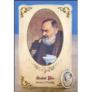  St. Padre Pio Healing Holy Card with Medal Everything 
