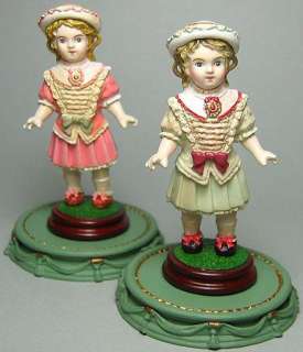 MINIATURE toys antique SET OF 5 figures bisque doll house armchair art 