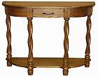 Amish End Table Half Oval Traditional Solid Wood Twisted Leg Oak Brown 