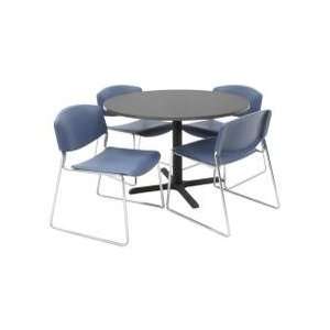 42 Inch Round Table and 4 Zeng Stack Chairs Set   TBR42GYSC44  