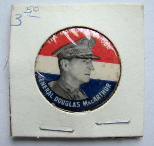 Vintage General Douglas MacArthur Pin Button Estate  