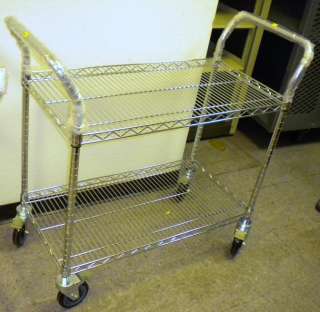 Mobile Rolling Cart! 2 shelf Wire Shelving Rack metro style 18x36 