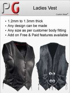 White leather Ladies Motorcycle Vest Custom Size WT Logos/Rider Name 