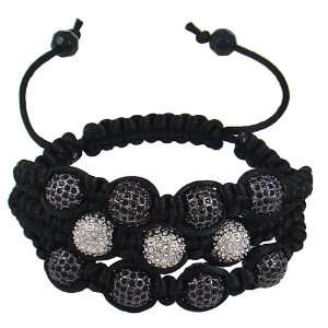   Black/silver Hip Hop Macrame Braided Triple Row Bracelet: Jewelry