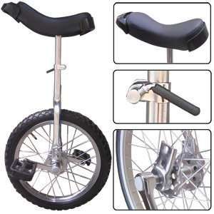   16 Inch Unicycle Uni cycle Unicycles Wheel Cycling Chrome Silver