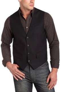  Perry Ellis Mens Solid Textured Plaid Vest: Clothing
