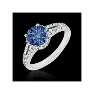   10 carat white blue diamonds engagement ring 14K 