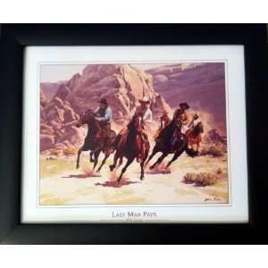  4 Framed Wild Western Cowboy Canyon Horse Buggy Photos 