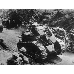 World War I, French Tanks Moving Up to the Front, 1918 Photographic 